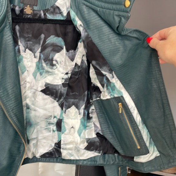 ASOS Teal Leather Jacket for Women - Picture 3 of 10